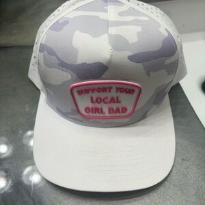 White and Gray Camo Cap with Pink Patch